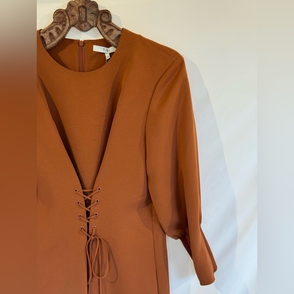 Tibi Rust Dress with Lace-Up Detail - Picture 7 of 13